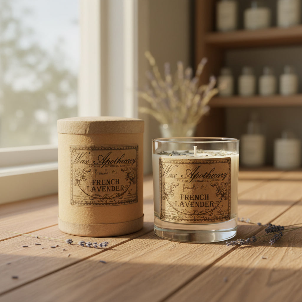 French Lavender 7 oz Botanical Candle in Scotch Glass