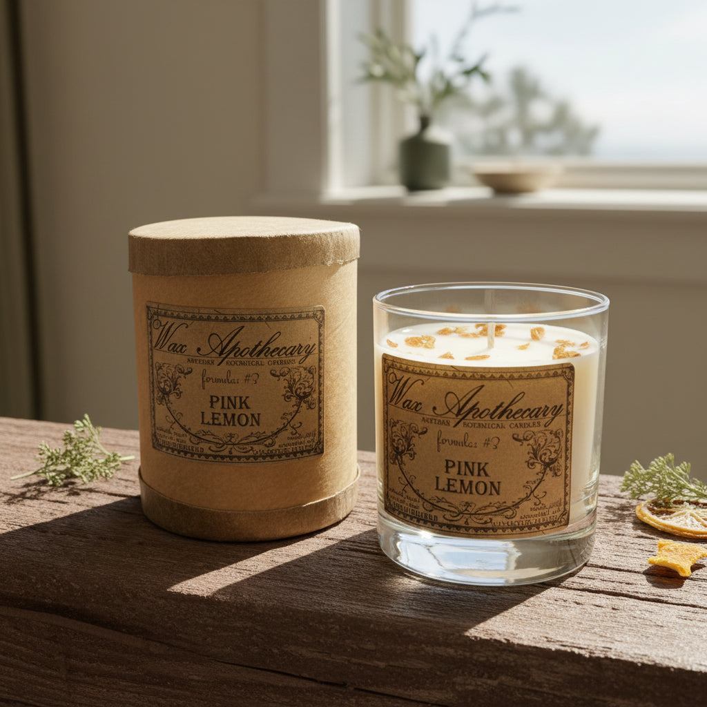 Pink Lemon 7 oz Botanical Candle in Scotch Glass