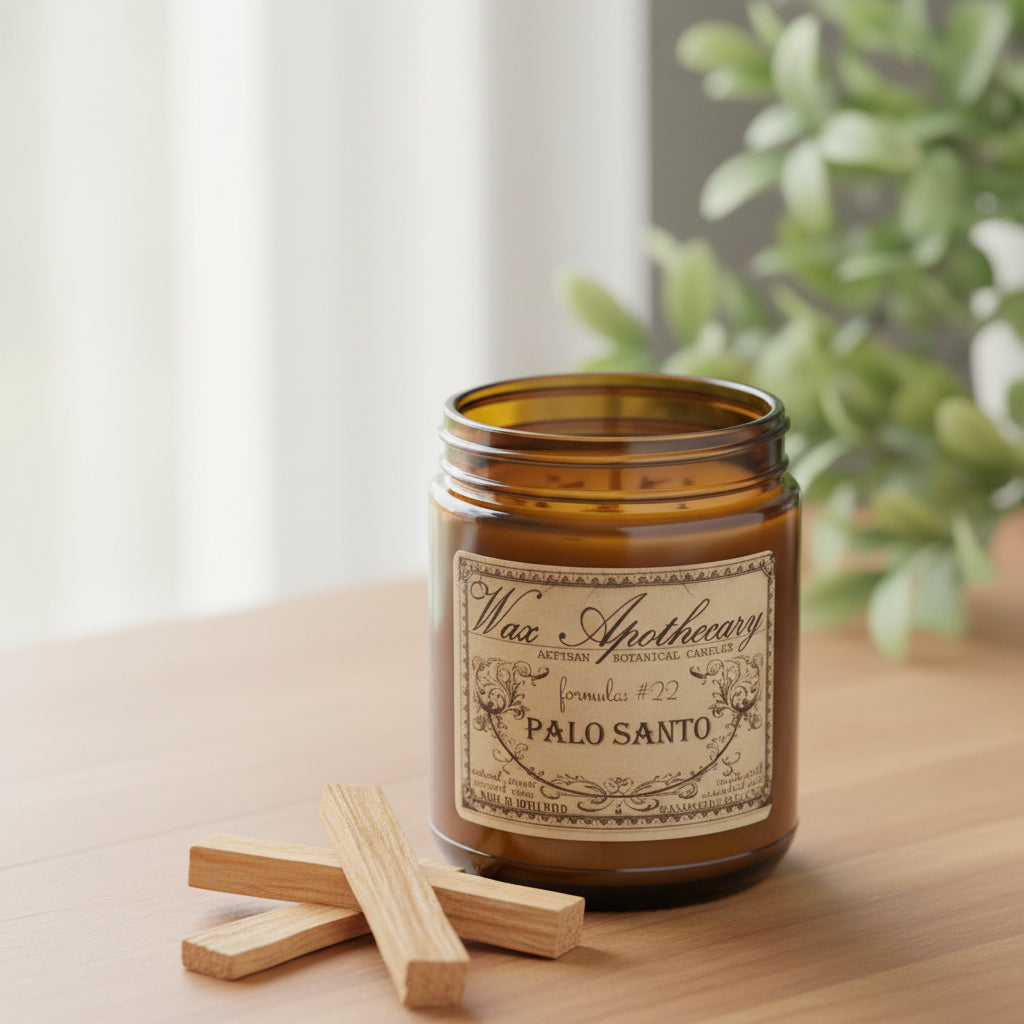 6 oz Botanical Candle in Amber Glass Jar - Palo Santo