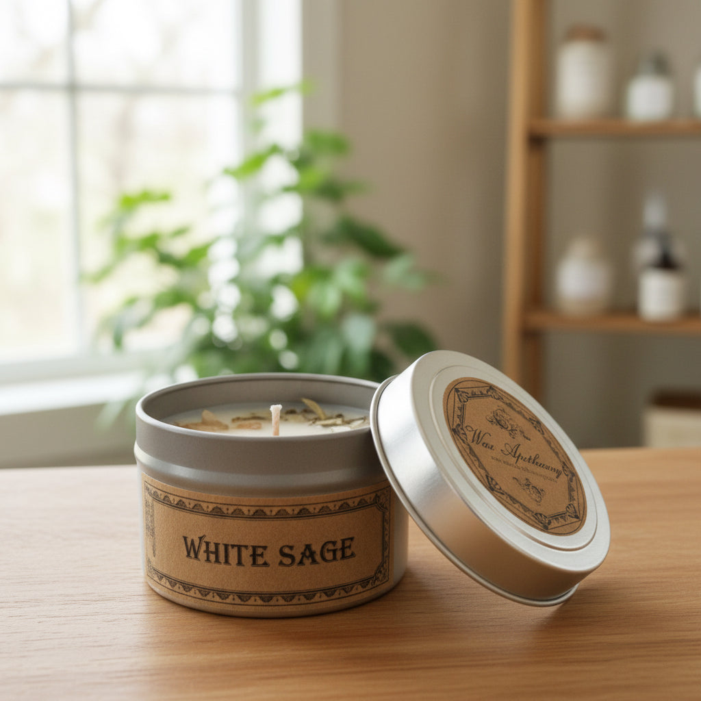 White Sage Botanical Candle Travel Tin