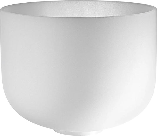 12" White-Frosted Crystal Singing Bowl, Note D4, Sacral Chakra
