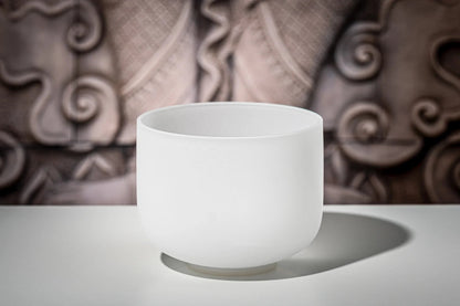 8" White-Frosted Crystal Singing Bowl, Note B4, Crown Chakra