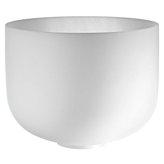 12" White-Frosted Crystal Singing Bowl, Note A3, Brow Chakra