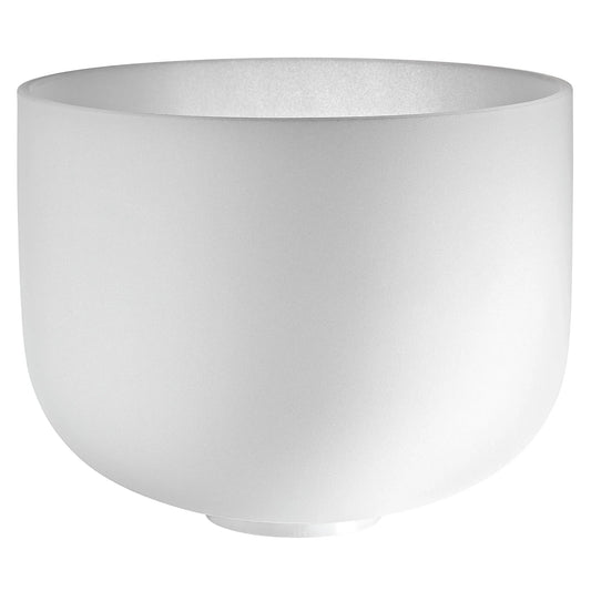 12" White-Frosted Crystal Singing Bowl, Note F3, Heart Chakra