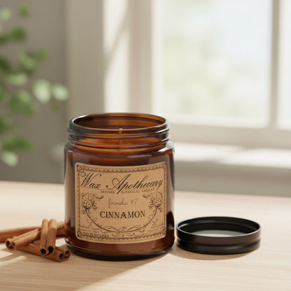6 oz Botanical Candle in Amber Glass Jar - Cinnamon