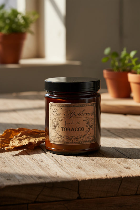 6 oz Botanical Candle in Amber Glass Jar - Tobacco