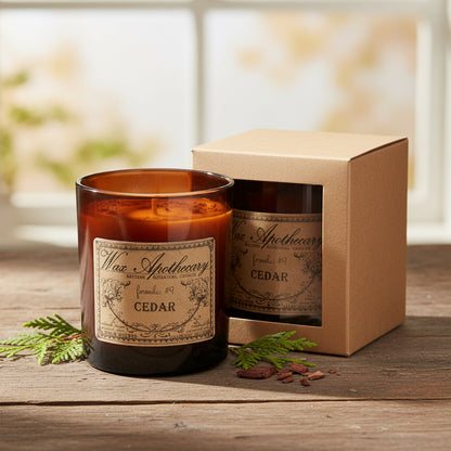 9 oz Cedar Artisan Amber Glass Candle