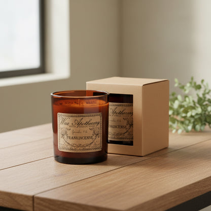 9 oz Frankincense Artisan Amber Glass Candle