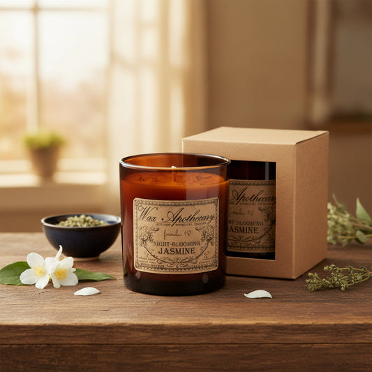 9 oz Night-Blooming Jasmine Artisan Amber Glass Candle