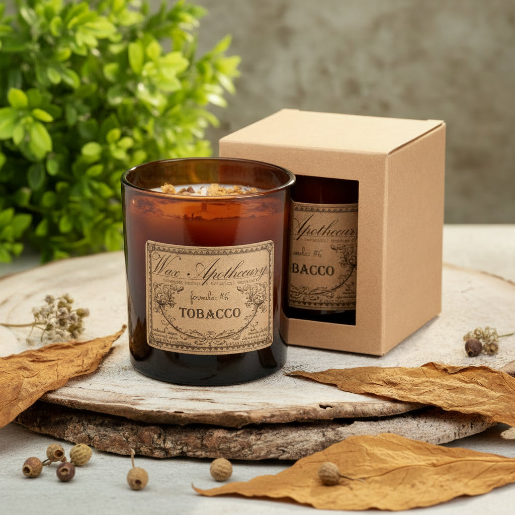 9 oz Tobacco Artisan Amber Glass Candle