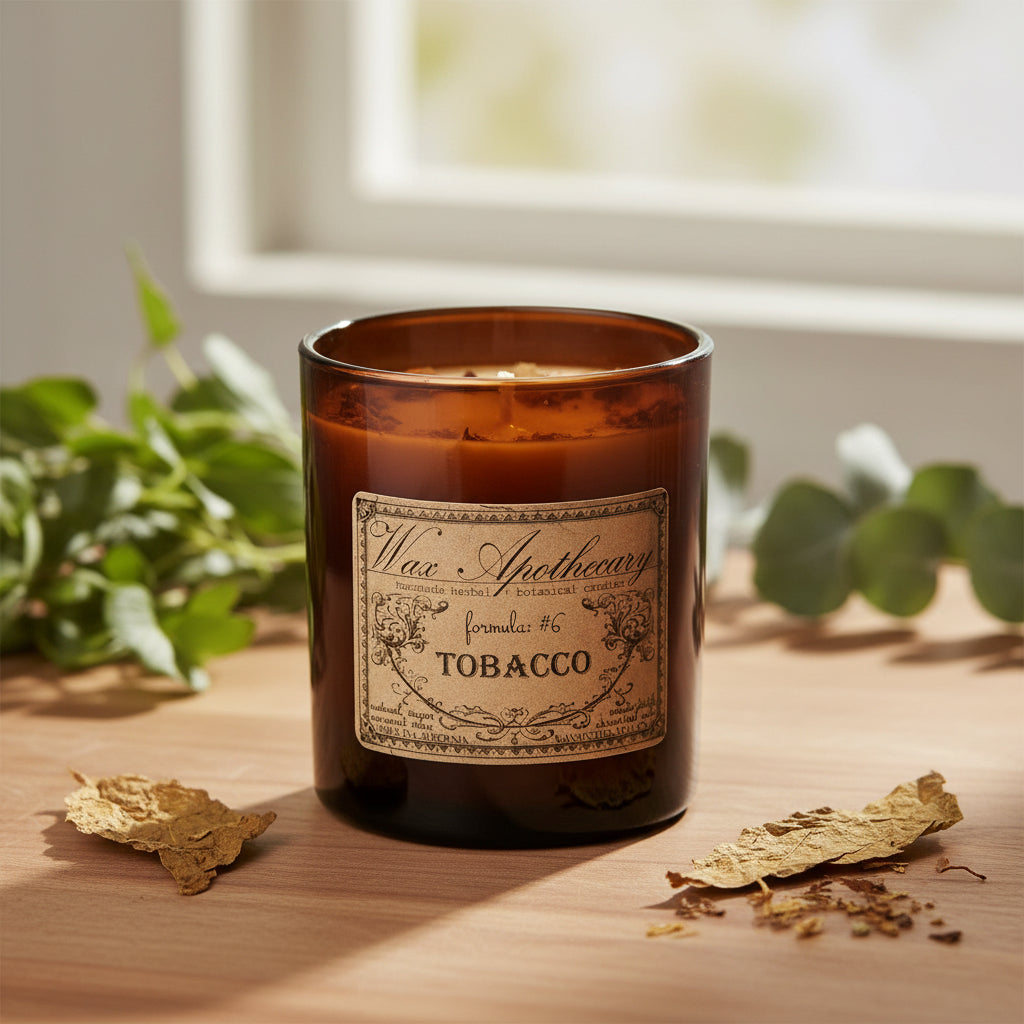 9 oz Tobacco Artisan Amber Glass Candle