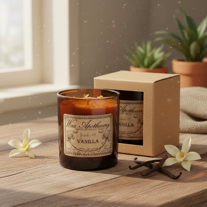 9 oz Vanilla Artisan Amber Glass Candle