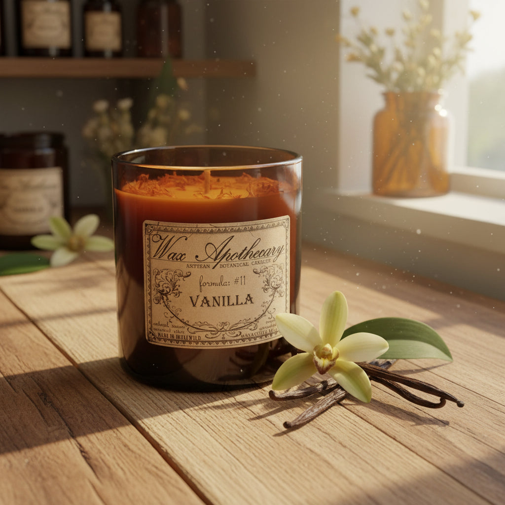 9 oz Vanilla Artisan Amber Glass Candle