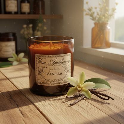 9 oz Vanilla Artisan Amber Glass Candle
