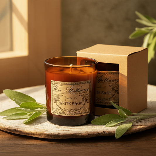 9 oz White Sage Artisan Amber Glass Candle