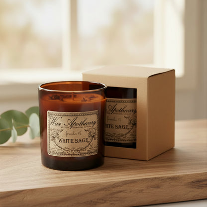 9 oz White Sage Artisan Amber Glass Candle