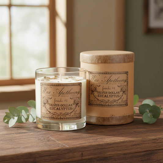 Silver-Dollar Eucalyptus 7 oz Botanical Candle in Scotch Glass