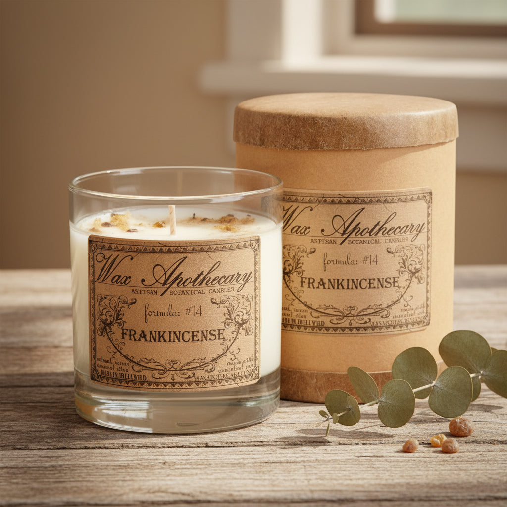 Frankincense 7 oz Botanical Candle in Scotch Glass
