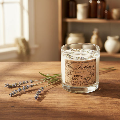French Lavender 7 oz Botanical Candle in Scotch Glass