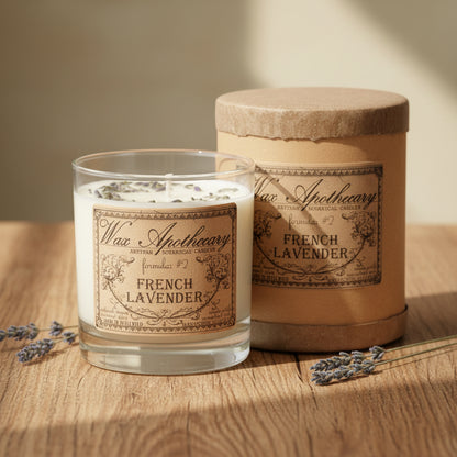 French Lavender 7 oz Botanical Candle in Scotch Glass