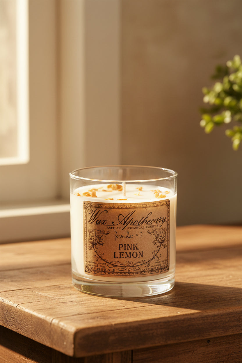 Pink Lemon 7 oz Botanical Candle in Scotch Glass