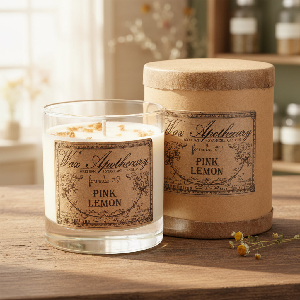 Pink Lemon 7 oz Botanical Candle in Scotch Glass
