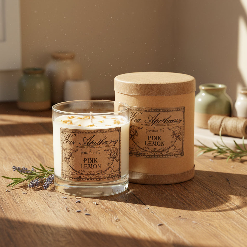 Pink Lemon 7 oz Botanical Candle in Scotch Glass