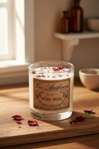Pure Rose 7 oz Botanical Candle in Scotch Glass