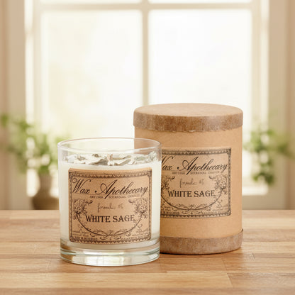 White Sage 7 oz Botanical Candle in Scotch Glass