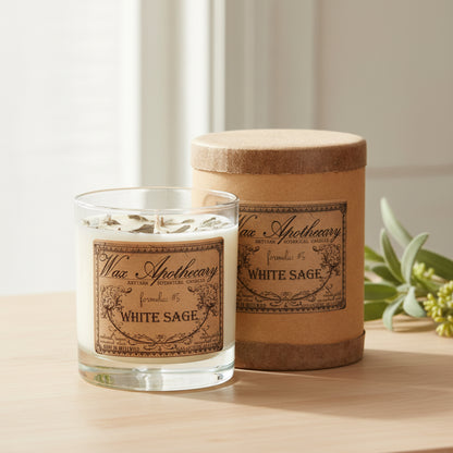 White Sage 7 oz Botanical Candle in Scotch Glass