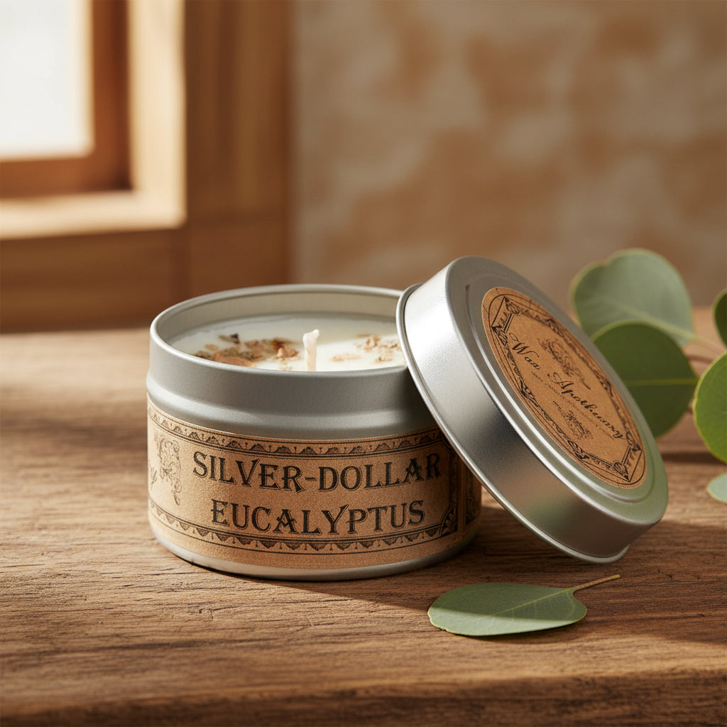 Silver-Dollar Eucalyptus Botanical Candle Travel Tin