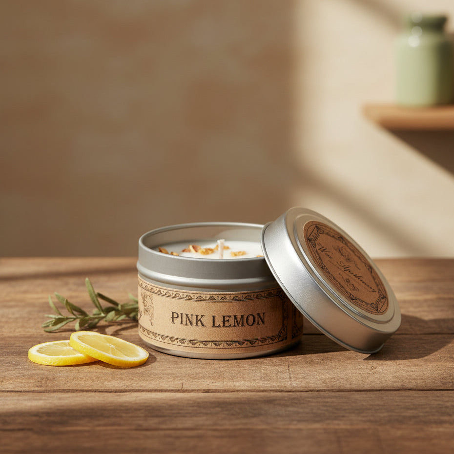 Pink Lemon Botanical Candle Travel Tin