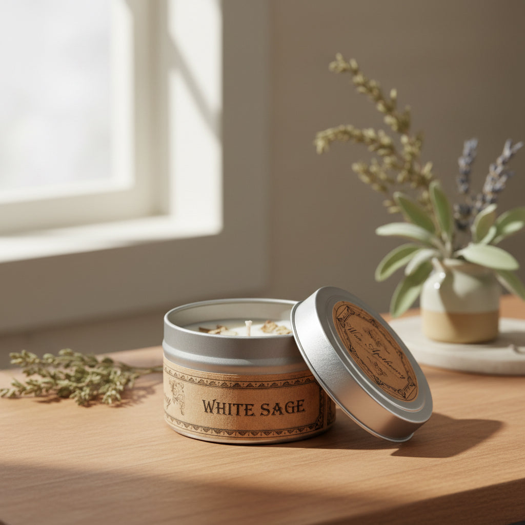 White Sage Botanical Candle Travel Tin