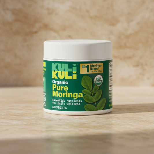 Organic Pure Moringa Powder Capsules (60-Count)