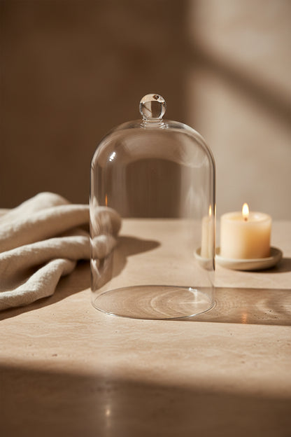 Cloche Glass Bell Jar with Solid Wood Base NEW SIZE