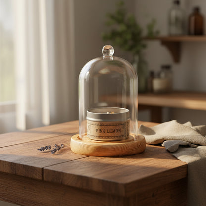 Cloche Glass Bell Jar with Solid Wood Base NEW SIZE
