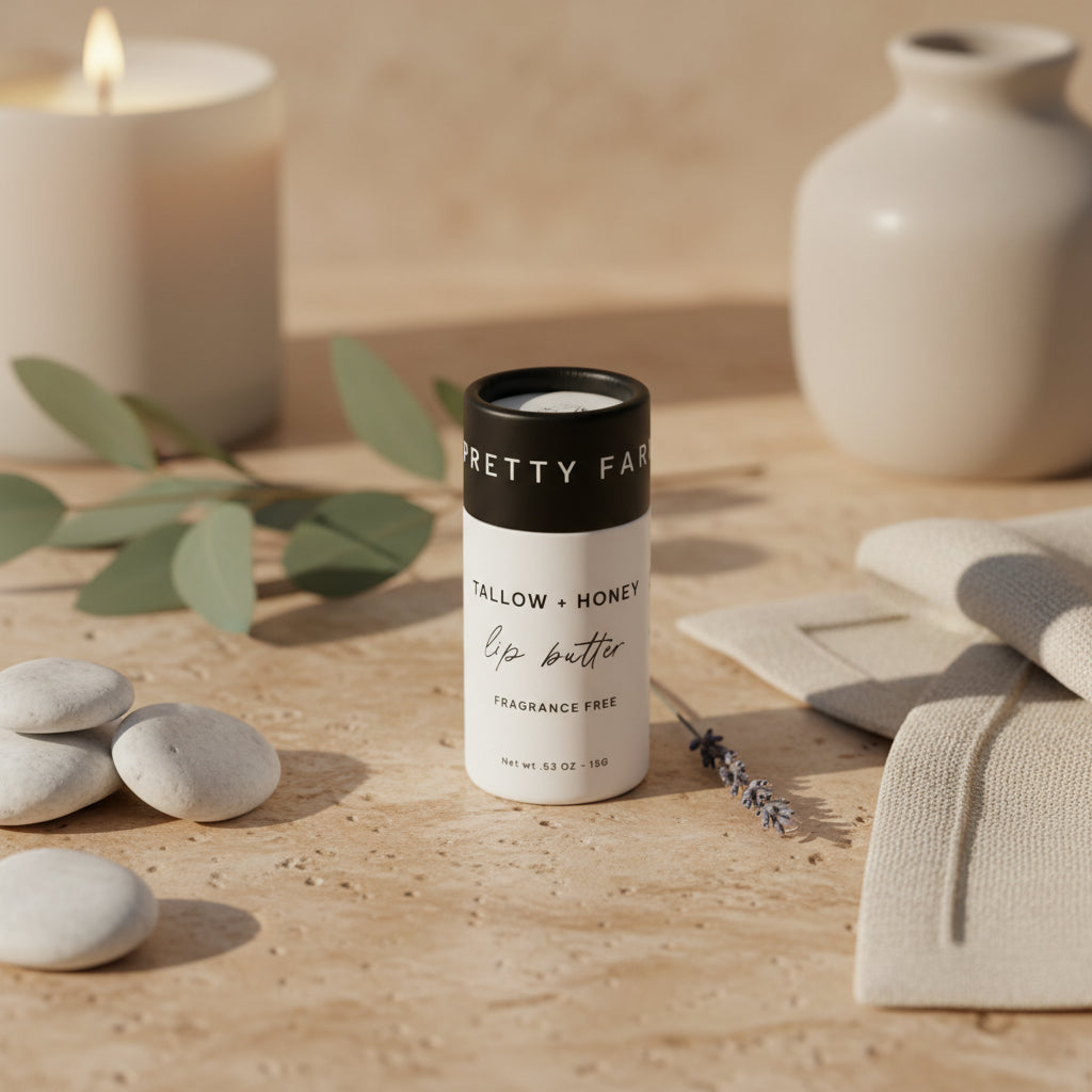 Fragrance Free Tallow + Honey Lip Butter | Eco-Friendly Travel Tube
