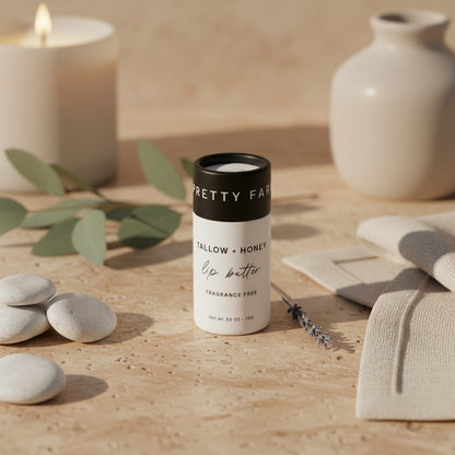 Fragrance Free Tallow + Honey Lip Butter | Eco-Friendly Travel Tube