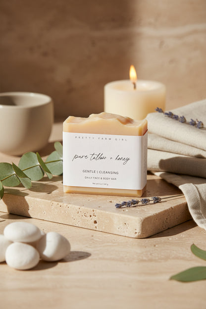 Fragrance Free Handmade Tallow + Goat Milk Soap Bar Trio