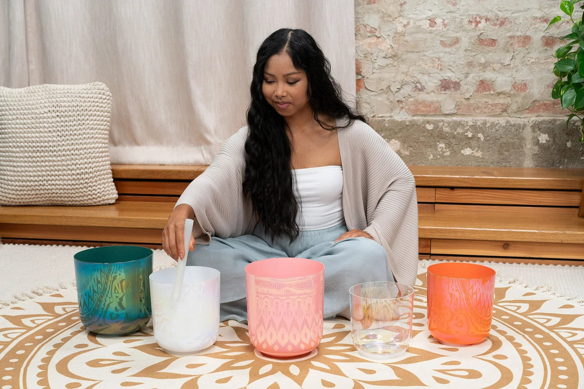 7" Essence Crystal Singing Bowl, Note B3, Creamy, Crown Chakra, 440 Hz