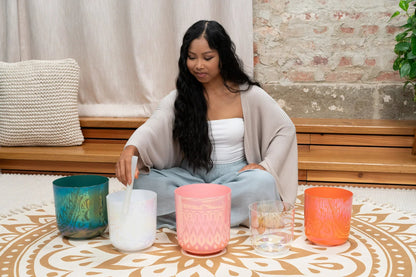 8" Essence Crystal Singing Bowl, F3, Mint Blue, Heart Chakra, 440 Hz