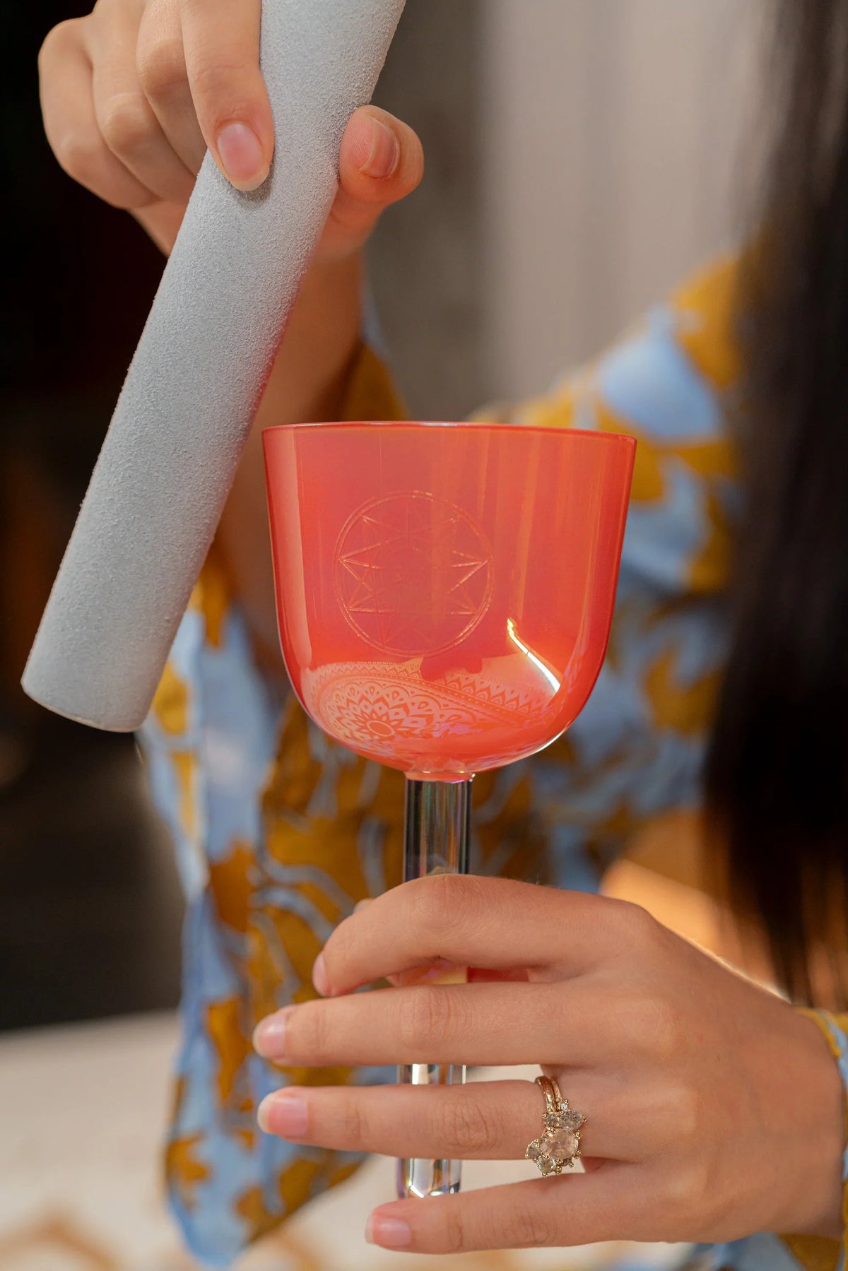 3.25" Essence Solfeggio Crystal Singing Bowl, 963 Hz, Coral Reef