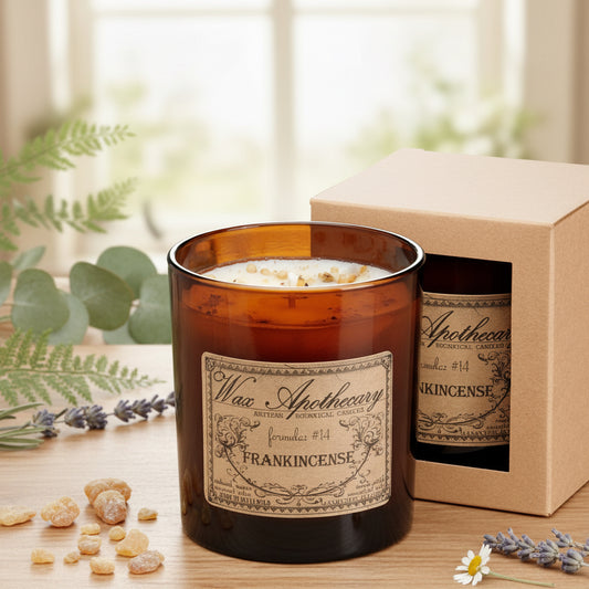9 oz Frankincense Artisan Amber Glass Candle