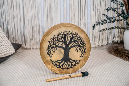 15" Native American-Style Hoop Drum, Tree of Life