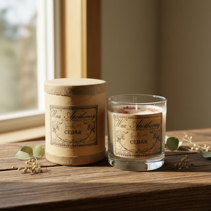Cedar 7 oz Botanical Candle in Scotch Glass
