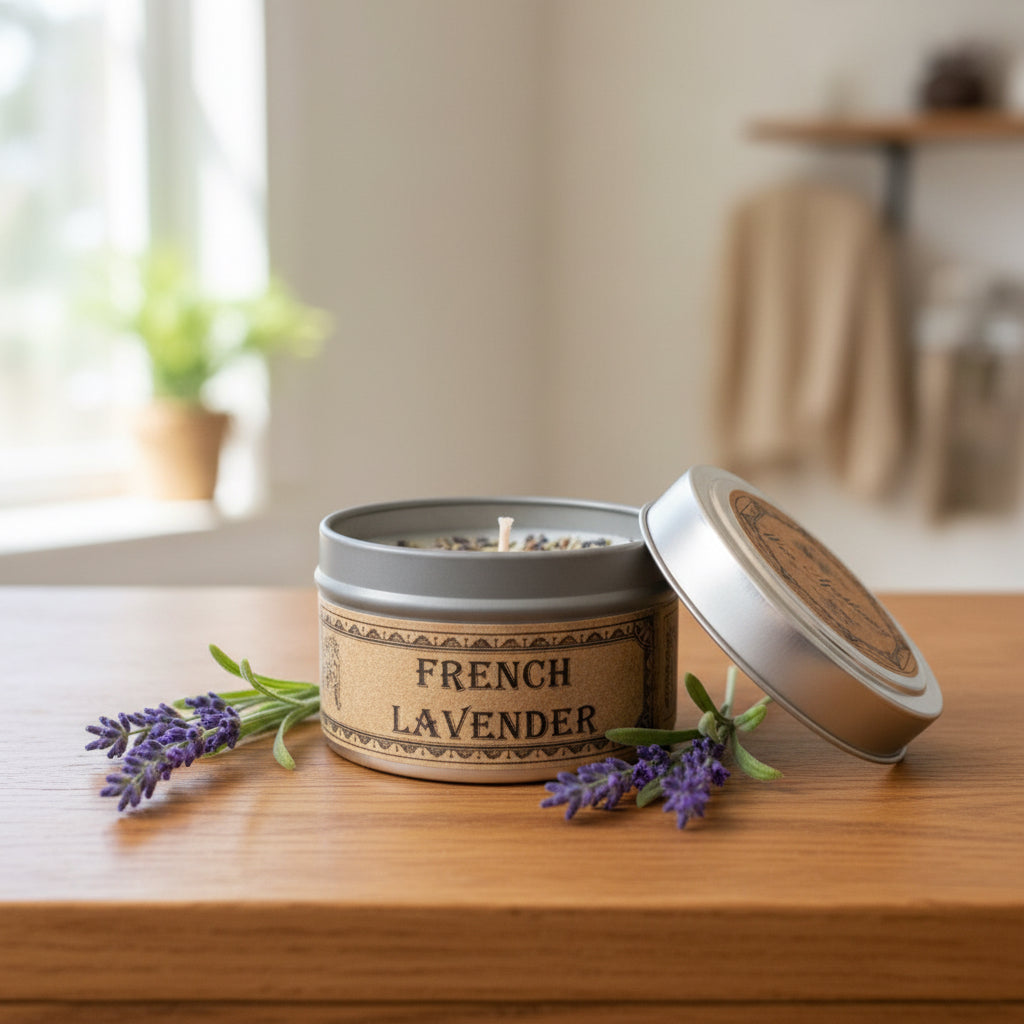 French Lavender Botanical Candle Travel Tin