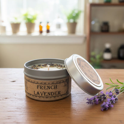 French Lavender Botanical Candle Travel Tin