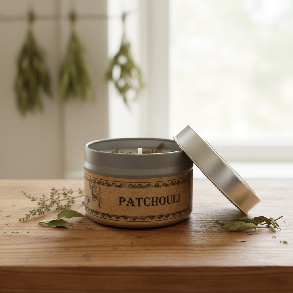 Patchouli Botanical Candle Travel Tin