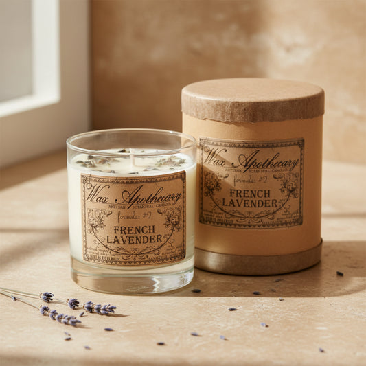French Lavender 7 oz Botanical Candle in Scotch Glass