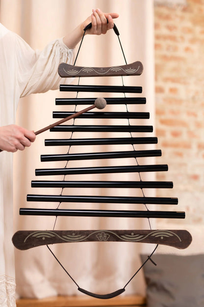 38" Meditation Flow Chime, 432 Hz, 10 Notes, C Minor, Black